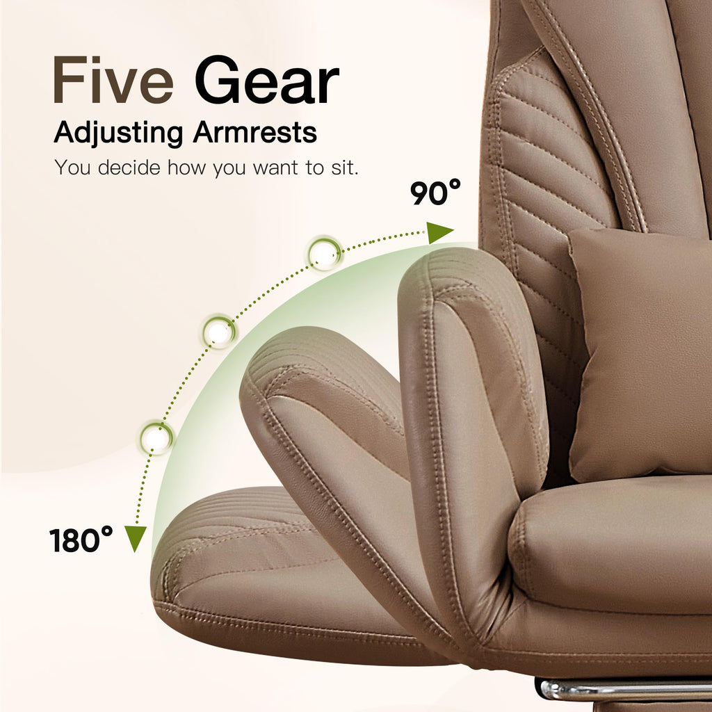 Cross Legged Office Chair with Flip Armrest and Footrest Brown O8750