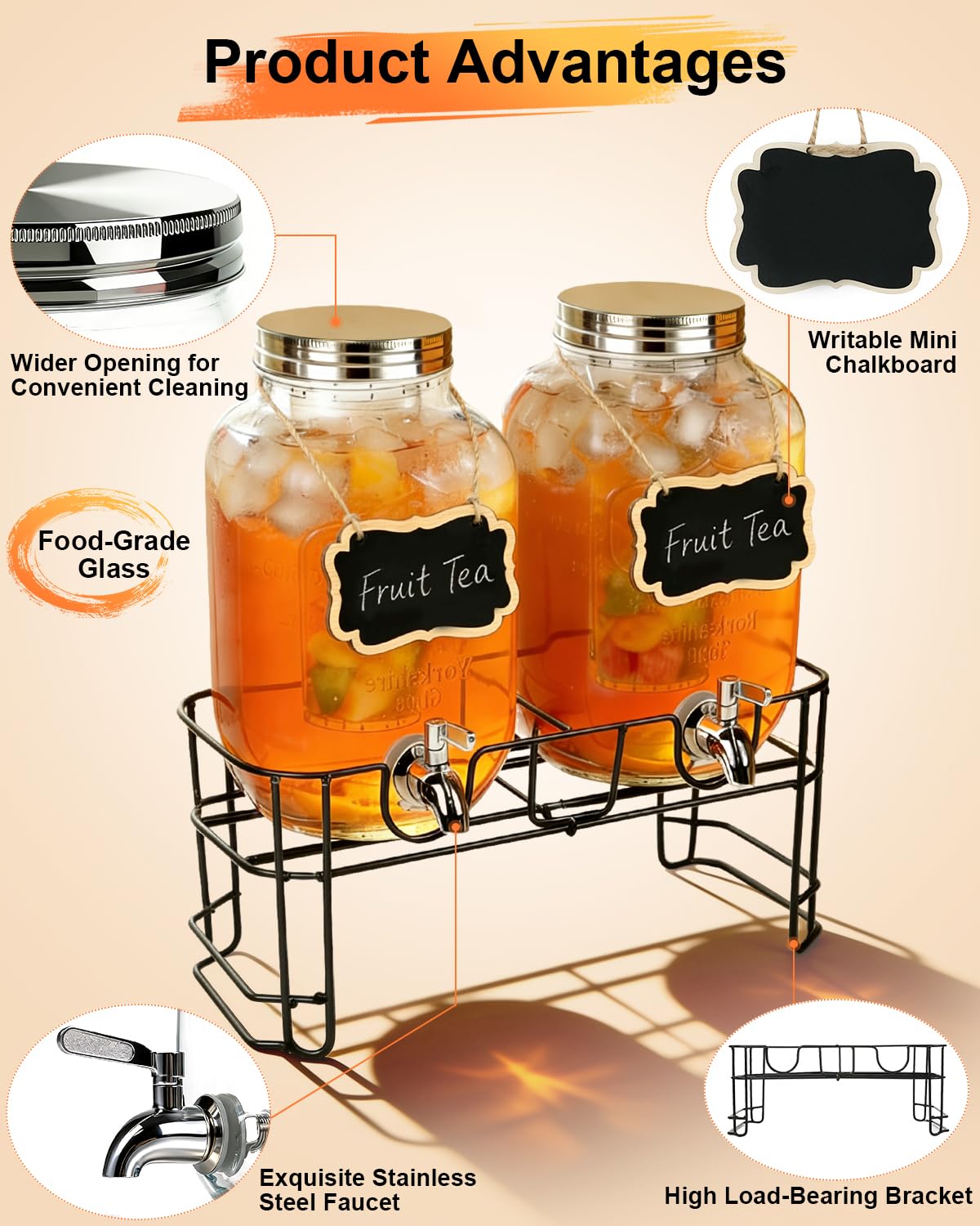 Glass Drink Dispenser with Stand Y58047