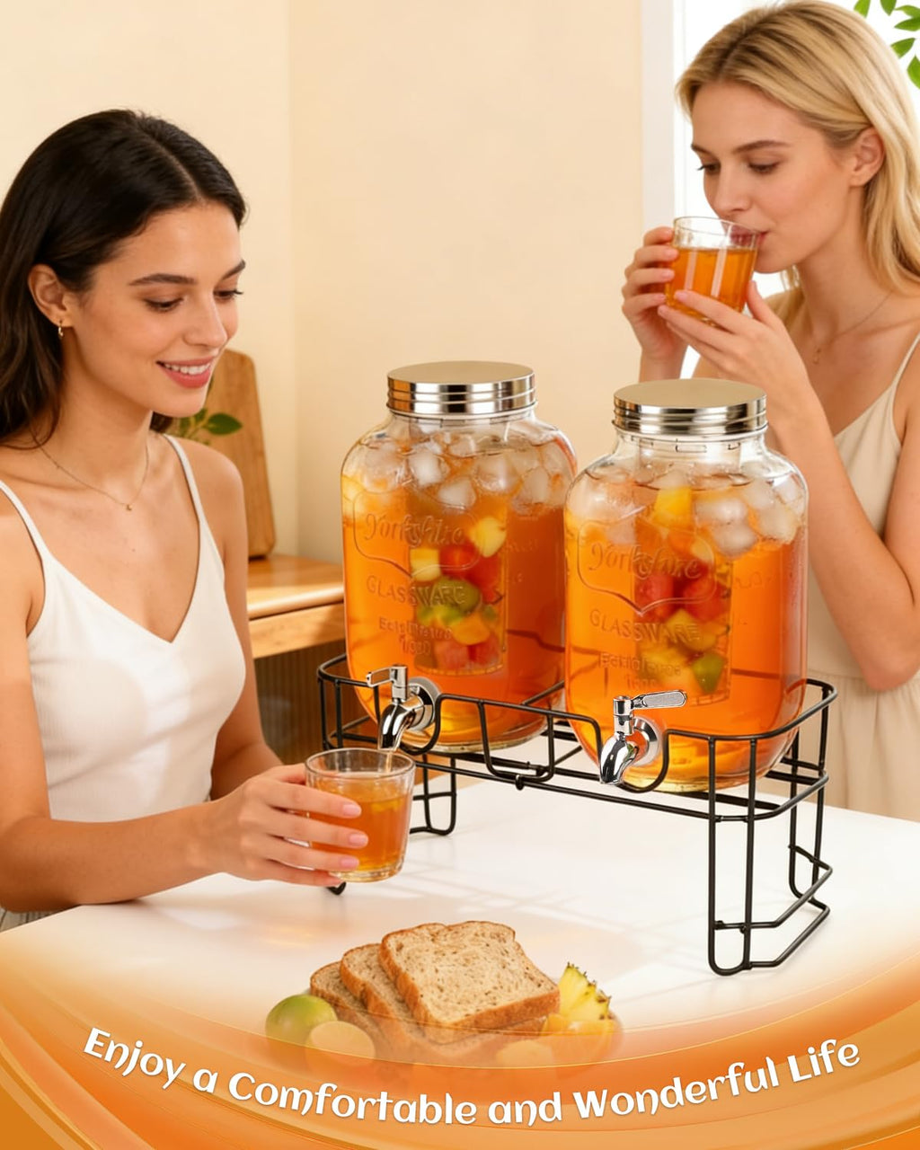 Glass Drink Dispenser with Stand Y58047