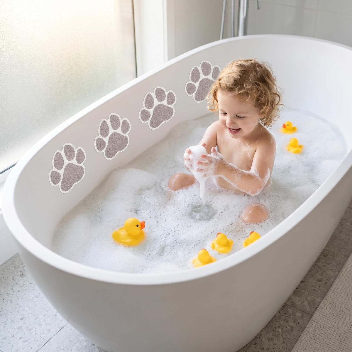 Grey Checkered Dog Paw Non Slip Stickers M26869