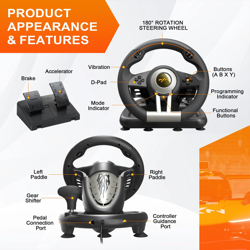 Gaming Steering Wheel with Pedals O46165