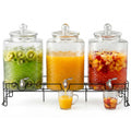3 Pack 5 Gallon Glass Drink Dispensers with Stand A541502
