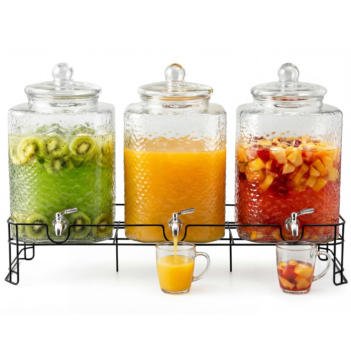 3 Pack 5 Gallon Glass Drink Dispensers with Stand A541502