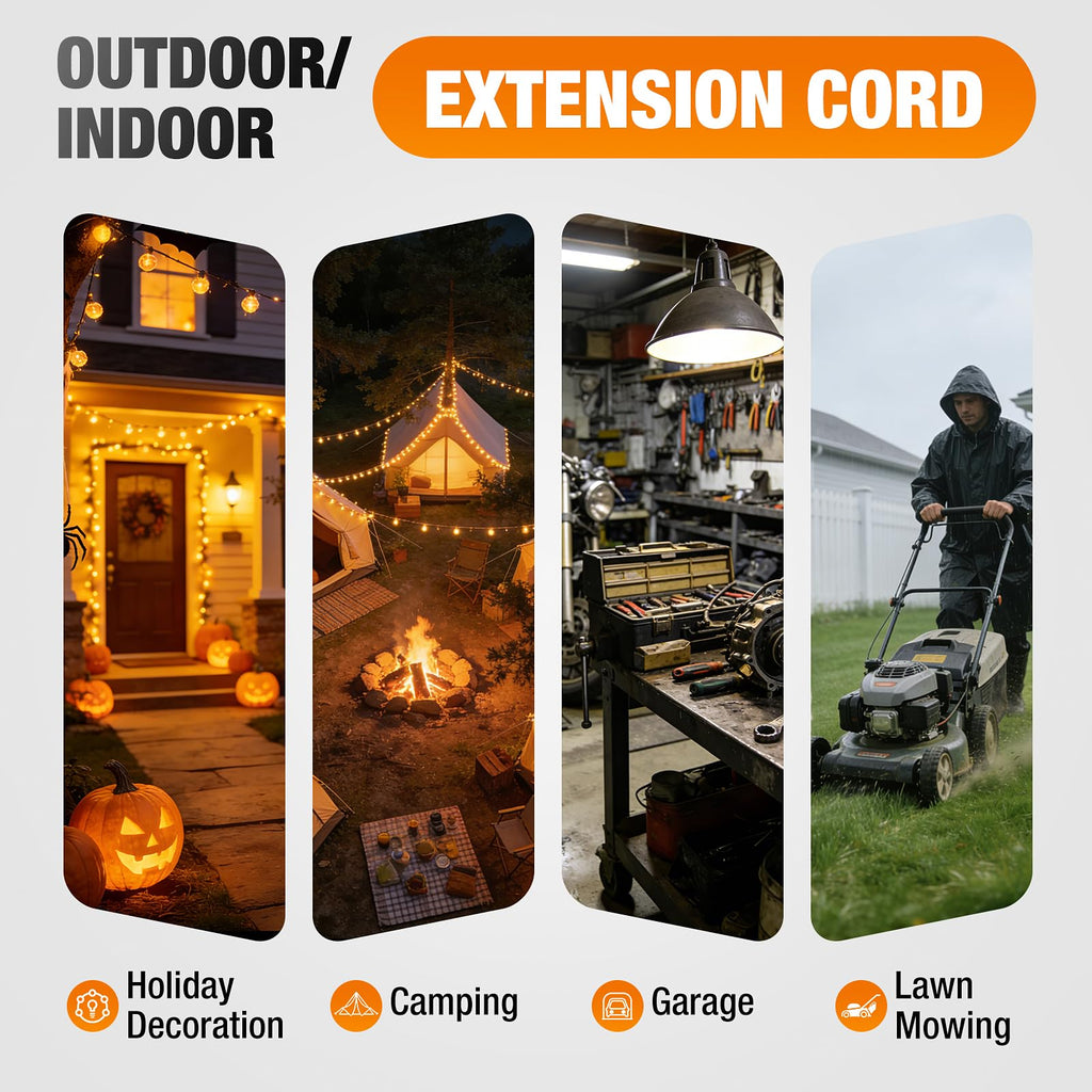 100 FT Heavy Duty Waterproof Outdoor Extension Cord P2361