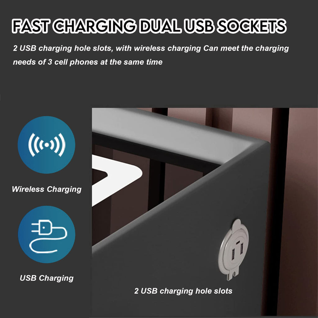 Pink 3 Drawer Nightstand with Wireless Charging Station R256