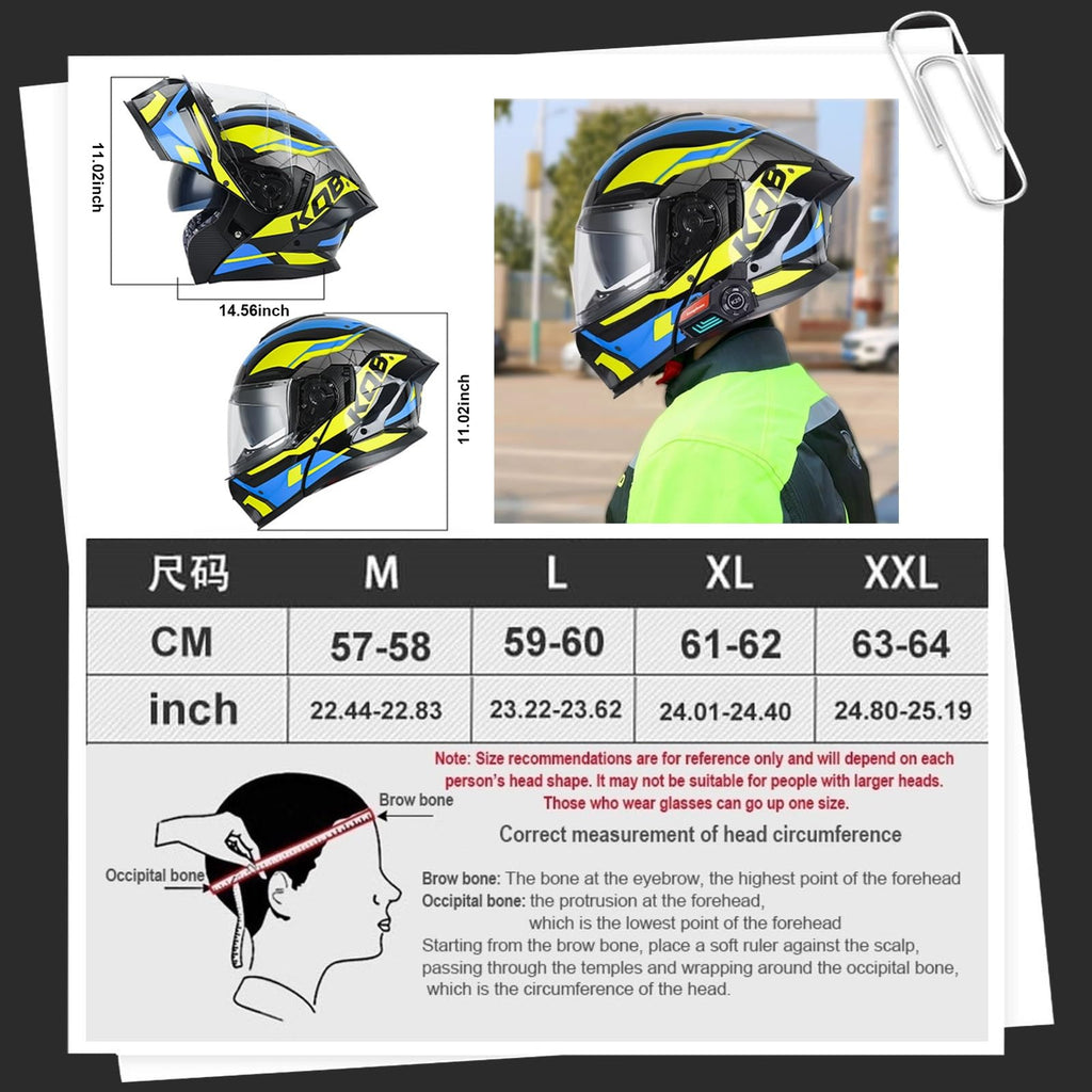 Bluetooth Modular Motorcycle Helmet with Dual Visor Full Face Flip Up DOT Approved N712050