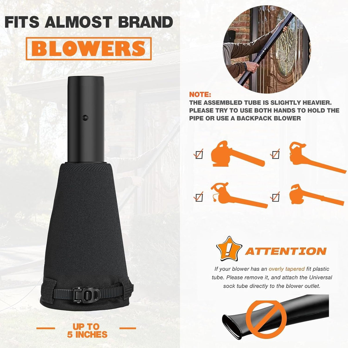 Leaf Blower Gutter Attachment with Telescopic Hose, 11 Feet R320