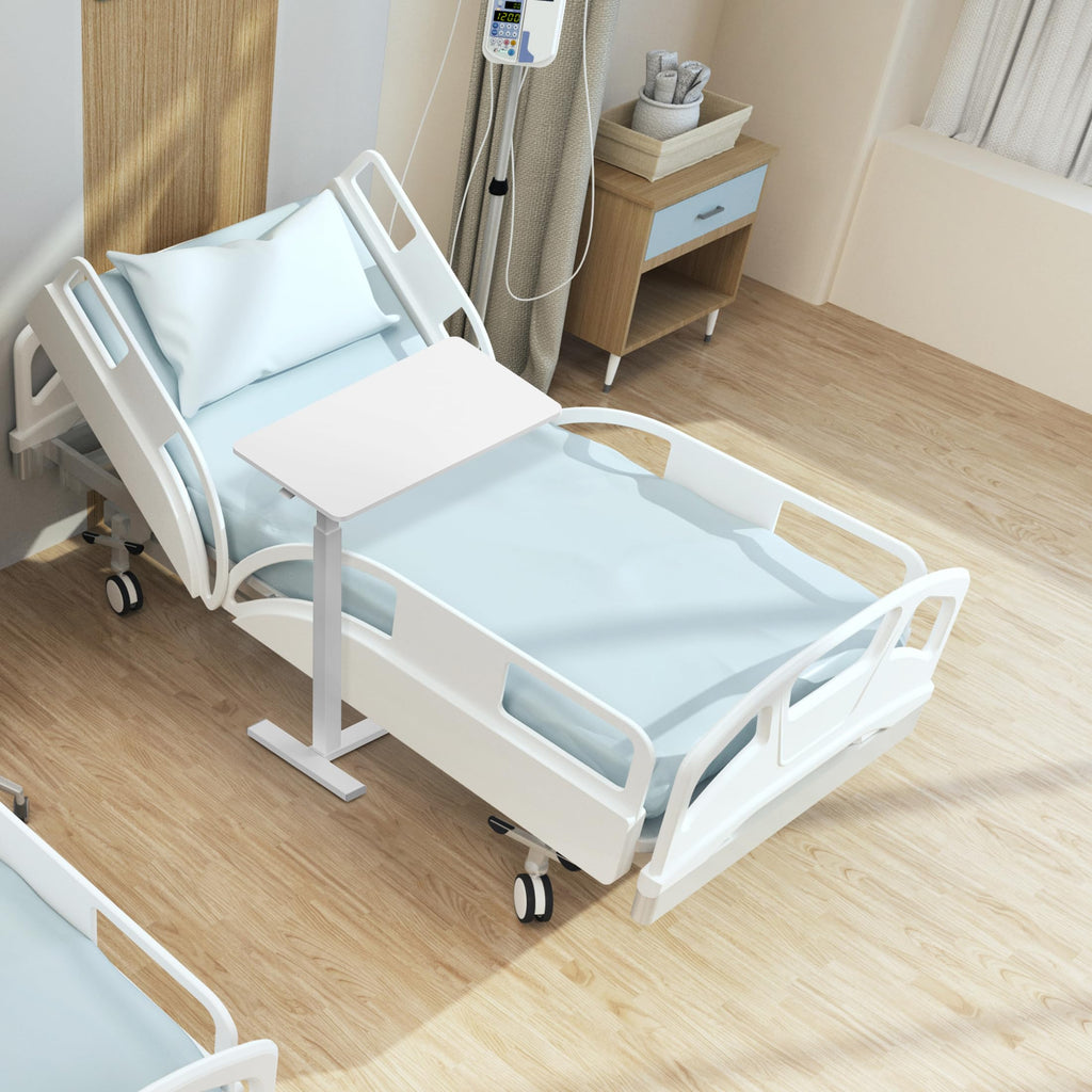 Hospital Over Bed Table with Wheels White R30084