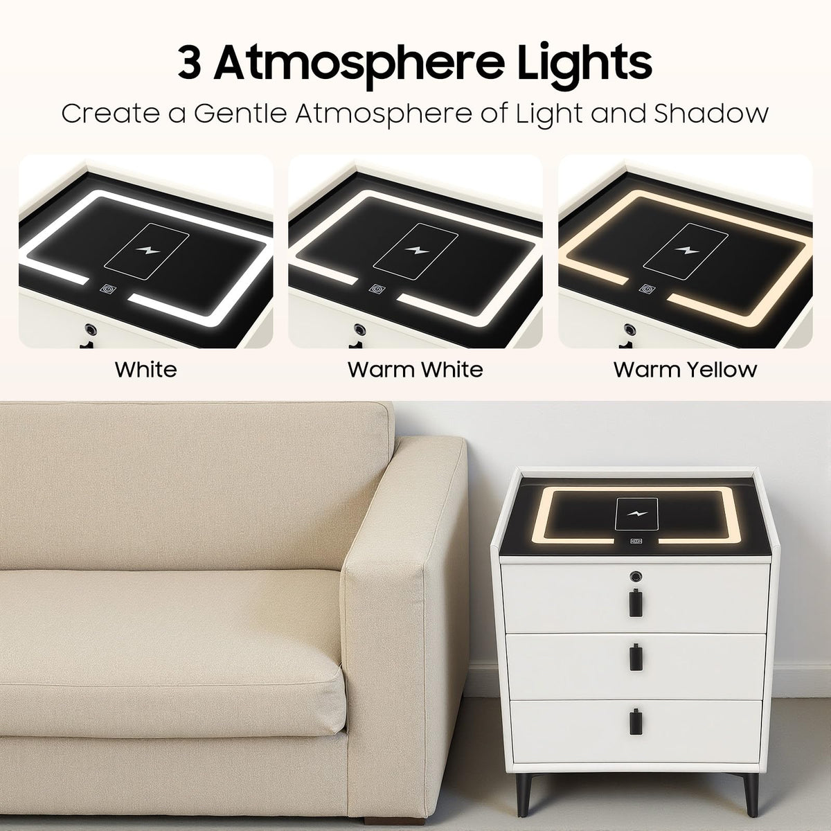 LED Nightstand with Charging Station and Drawers G156360