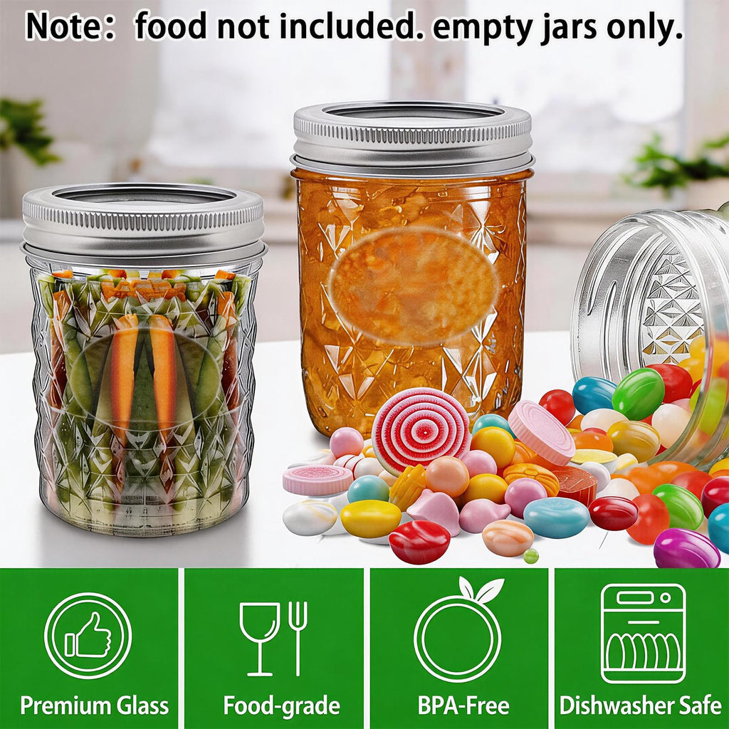16 oz Wide Mouth Glass Mason Jars with Lids, 4 Pack G364