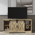 Sliding Barn Door Wood TV Stand with Adjustable Shelves R41457