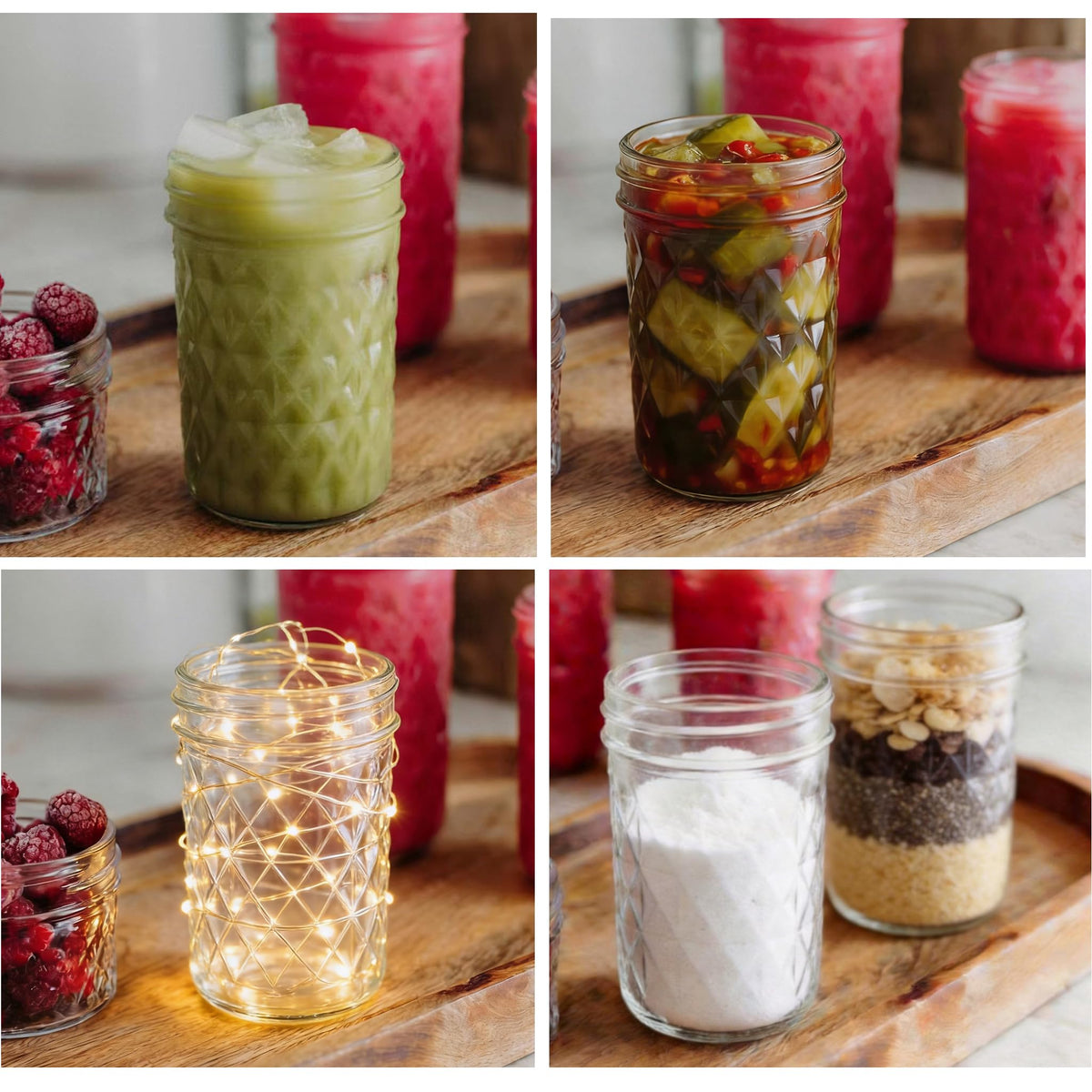 16 oz Wide Mouth Glass Mason Jars with Lids, 4 Pack G364