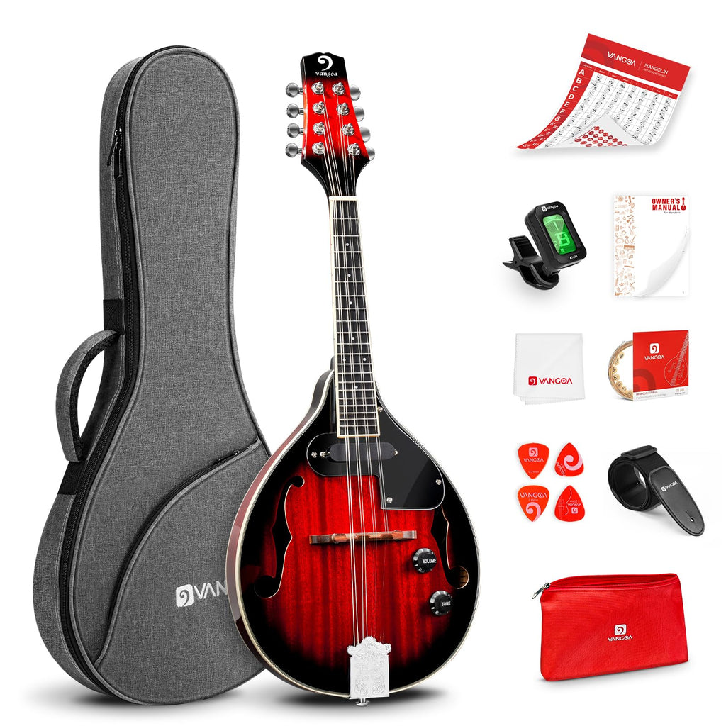 Red Burst 8 Strings Mahogany Acoustic Electric Mandolin M8954