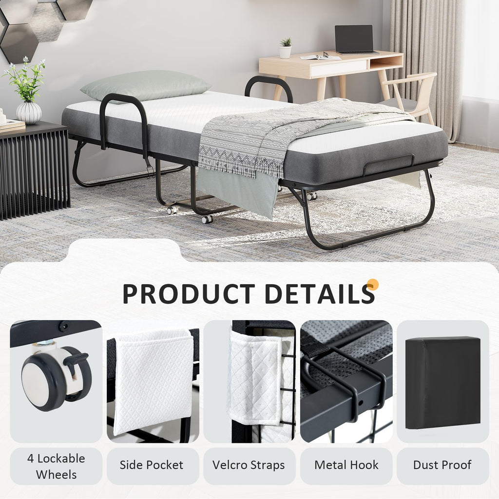 Twin Size Folding Bed with Memory Foam Mattress V742365