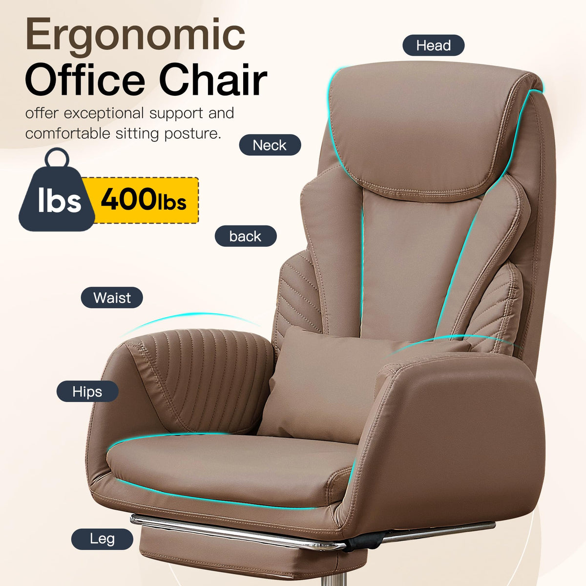 Cross Legged Office Chair with Flip Armrest and Footrest Brown O8750