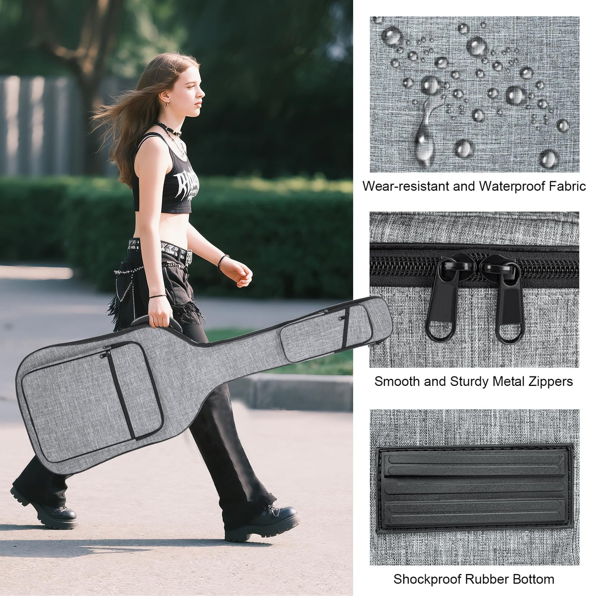 47 Inch 11mm Padding Grey Electric Bass Guitar Bag K709