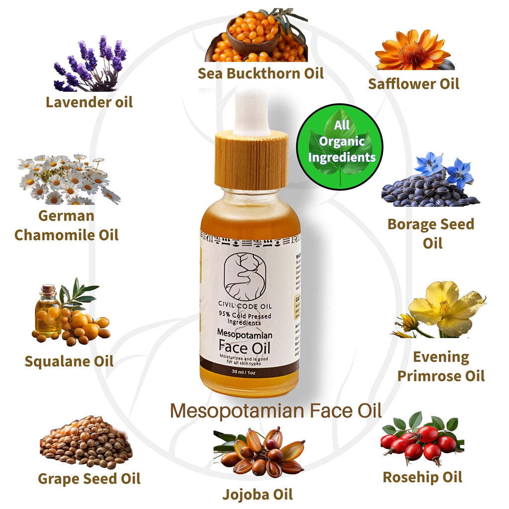 Organic Anti Aging Facial Oil with Sea Buckthorn, Jojoba, Squalane & Lavender 1oz U1439