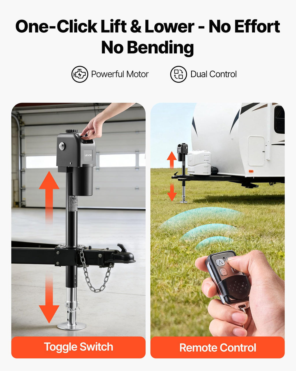 Electric Trailer Jack 7500 lbs Capacity 12V DC Black R247473