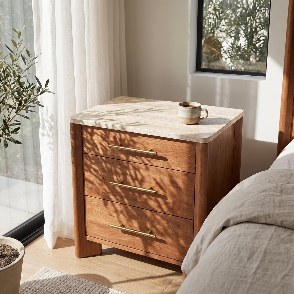 3 Drawer Marble Top Nightstand P366817