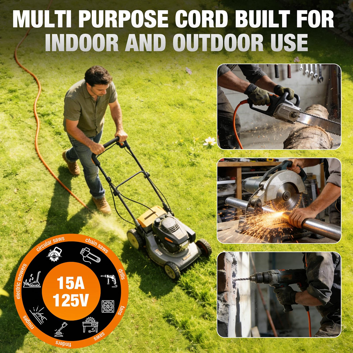 100 FT Heavy Duty Waterproof Outdoor Extension Cord P2361