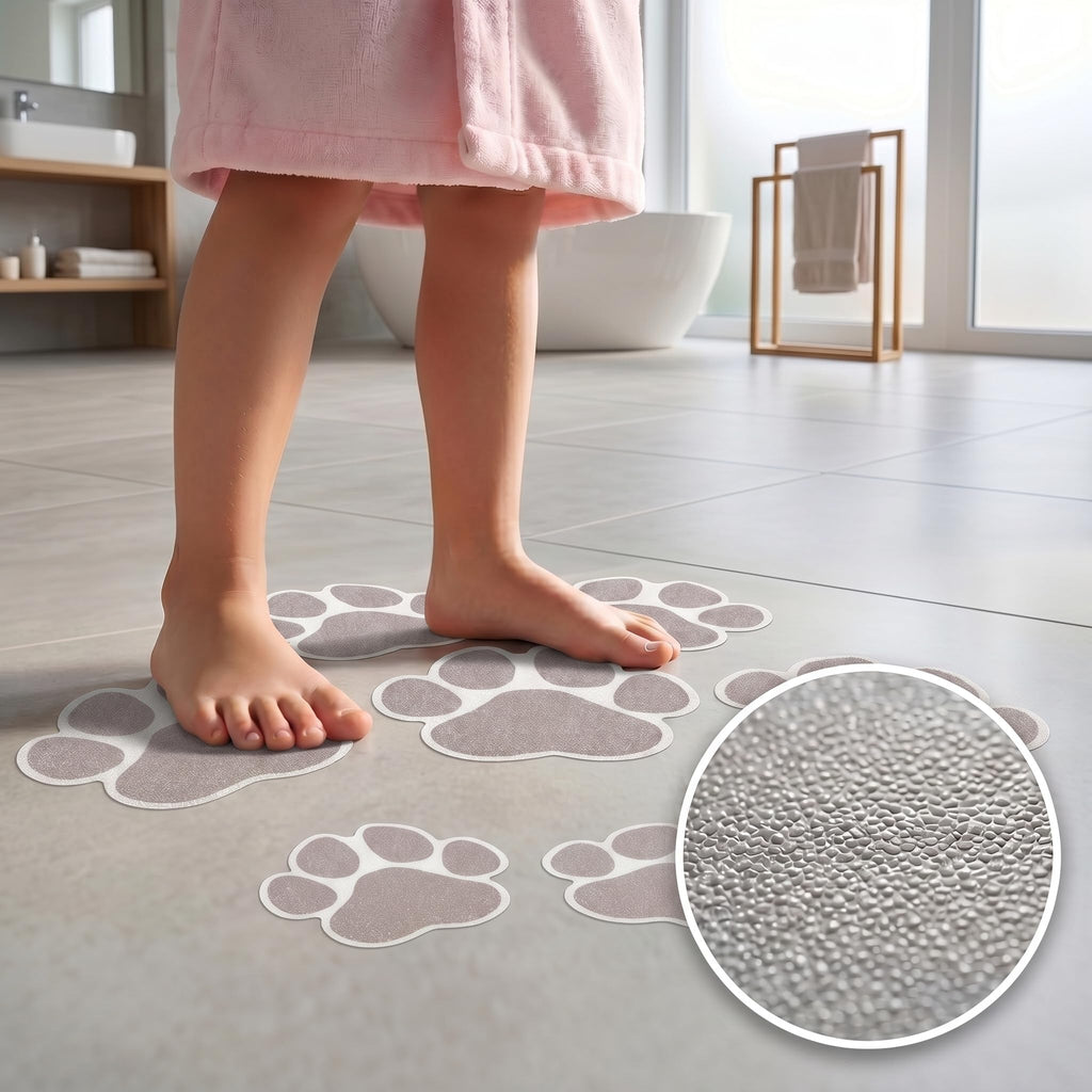 Grey Checkered Dog Paw Non Slip Stickers M26869