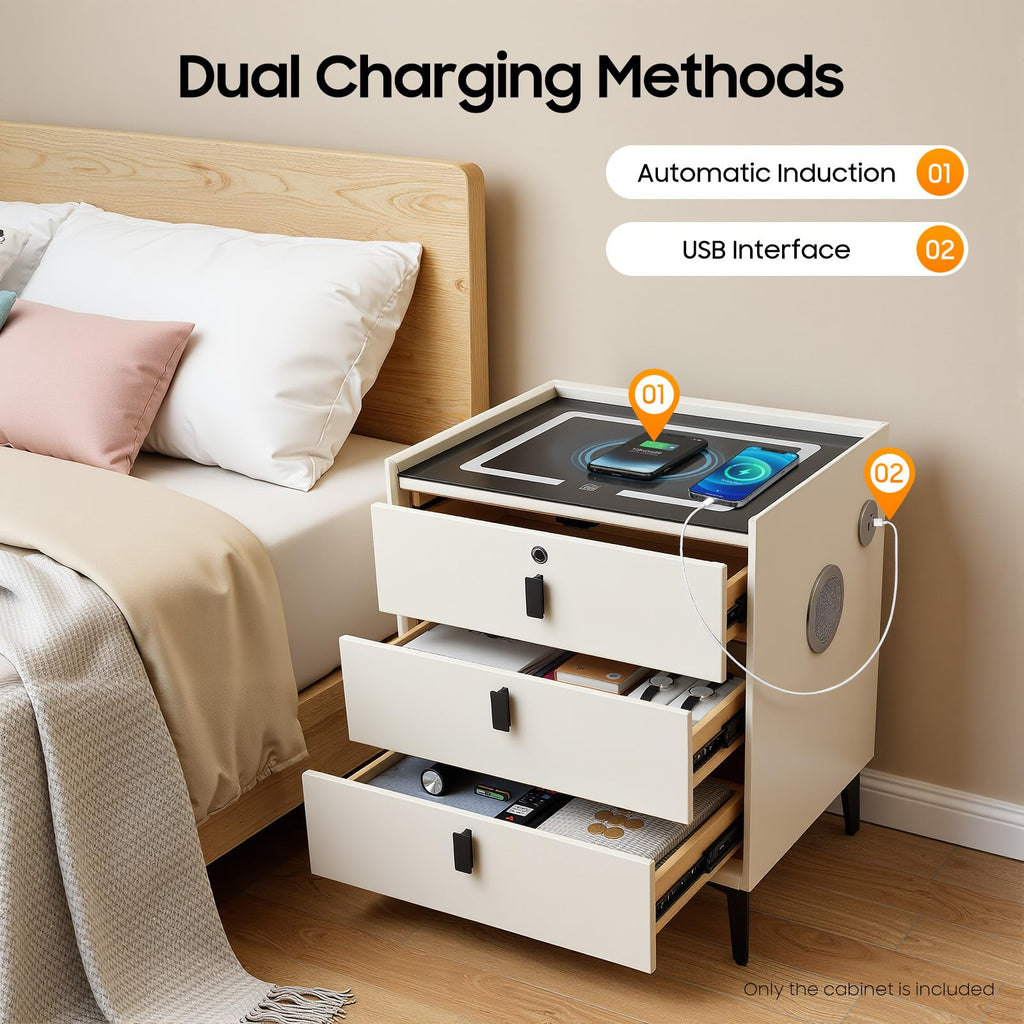 LED Nightstand with Charging Station and Drawers G156360