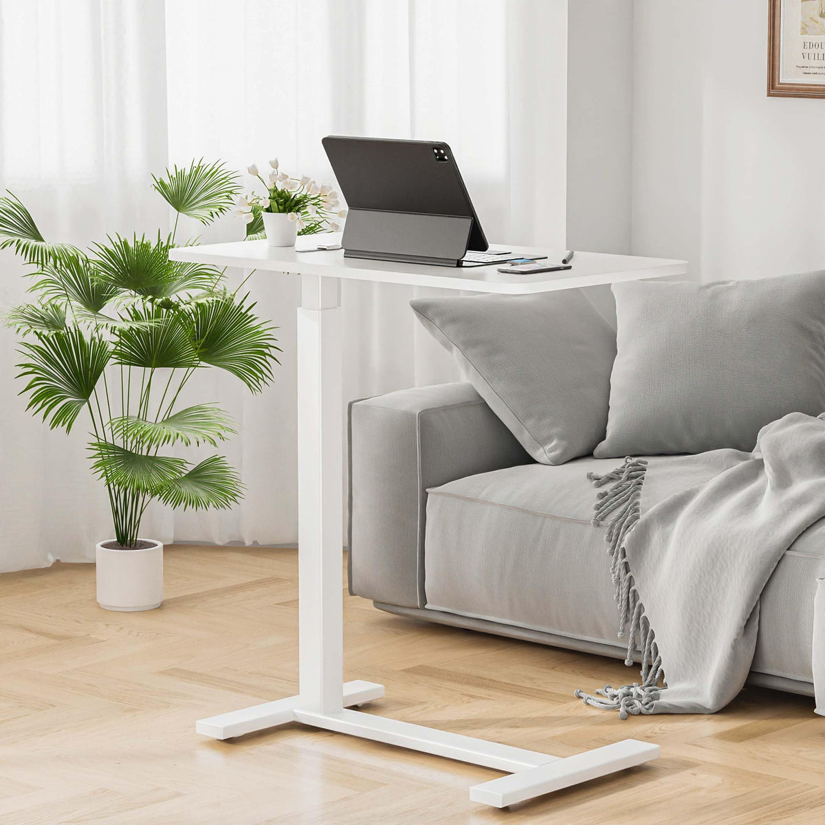 Hospital Over Bed Table with Wheels White R30084