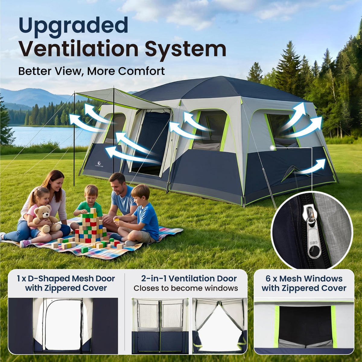 12 Person Camping Tent with Shade Canopy H75726