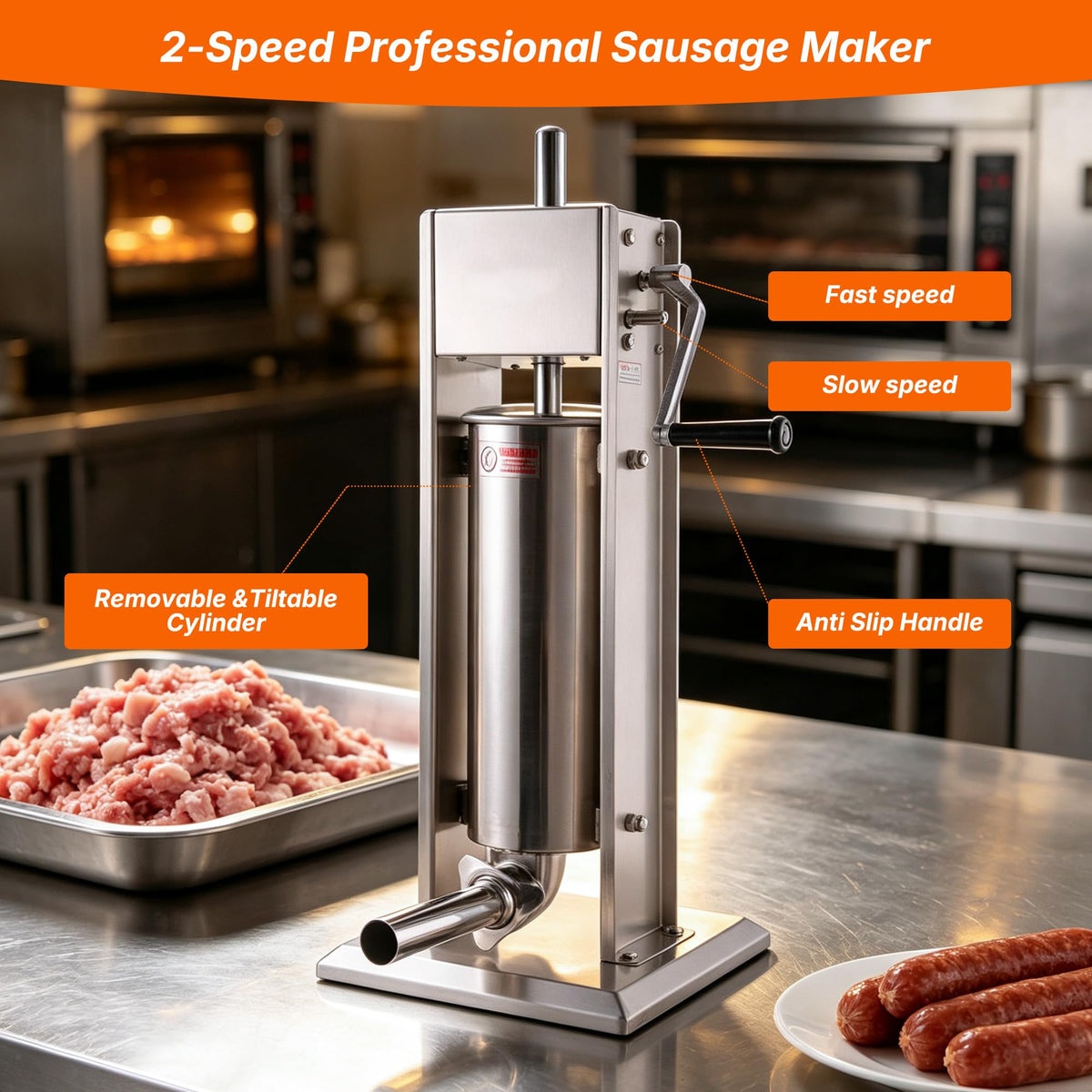 Stainless Steel Vertical Sausage Stuffer 15Lb E145