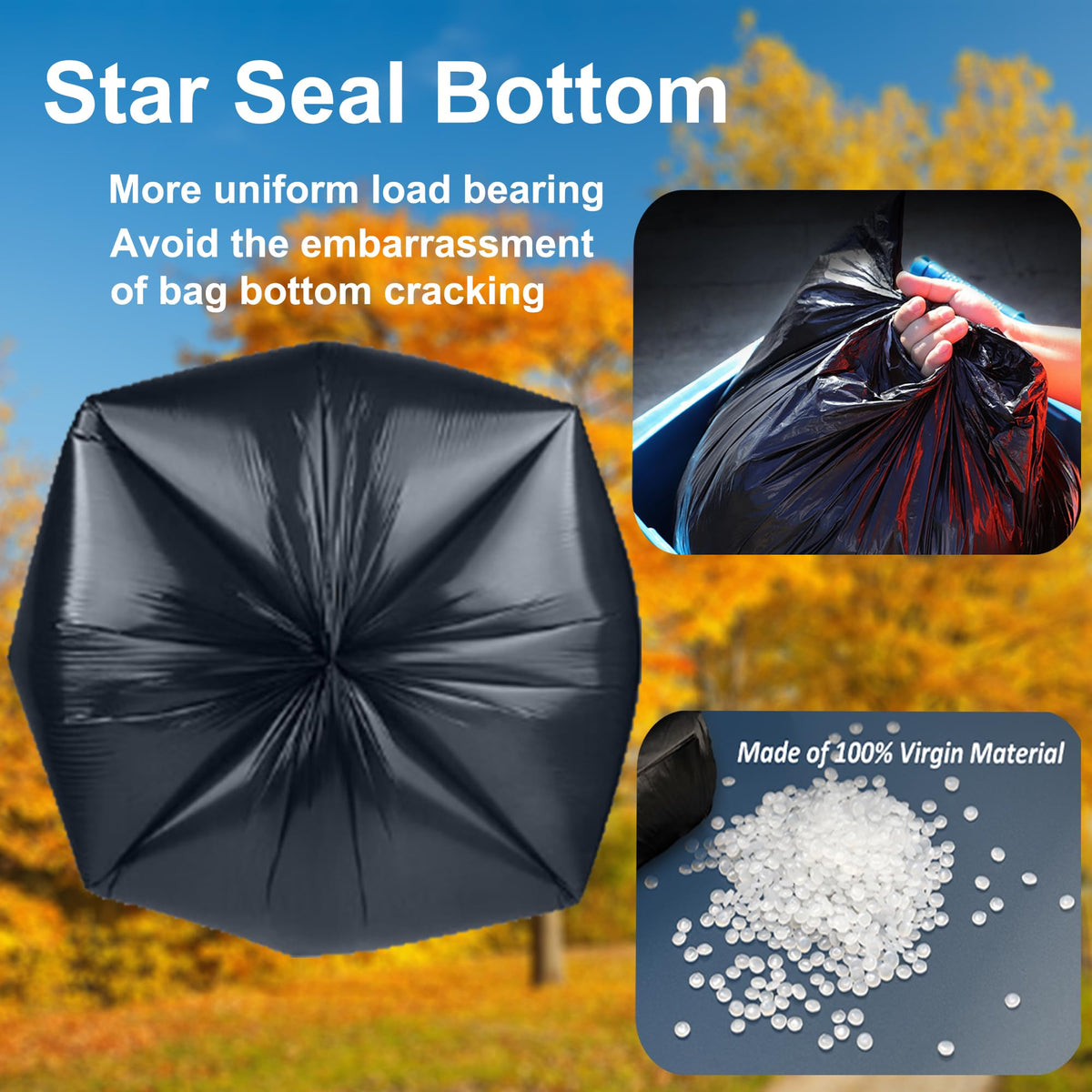 40-45 Gallon Heavy Duty Black Trash Bags 60 Count 1.2 Mil K93403