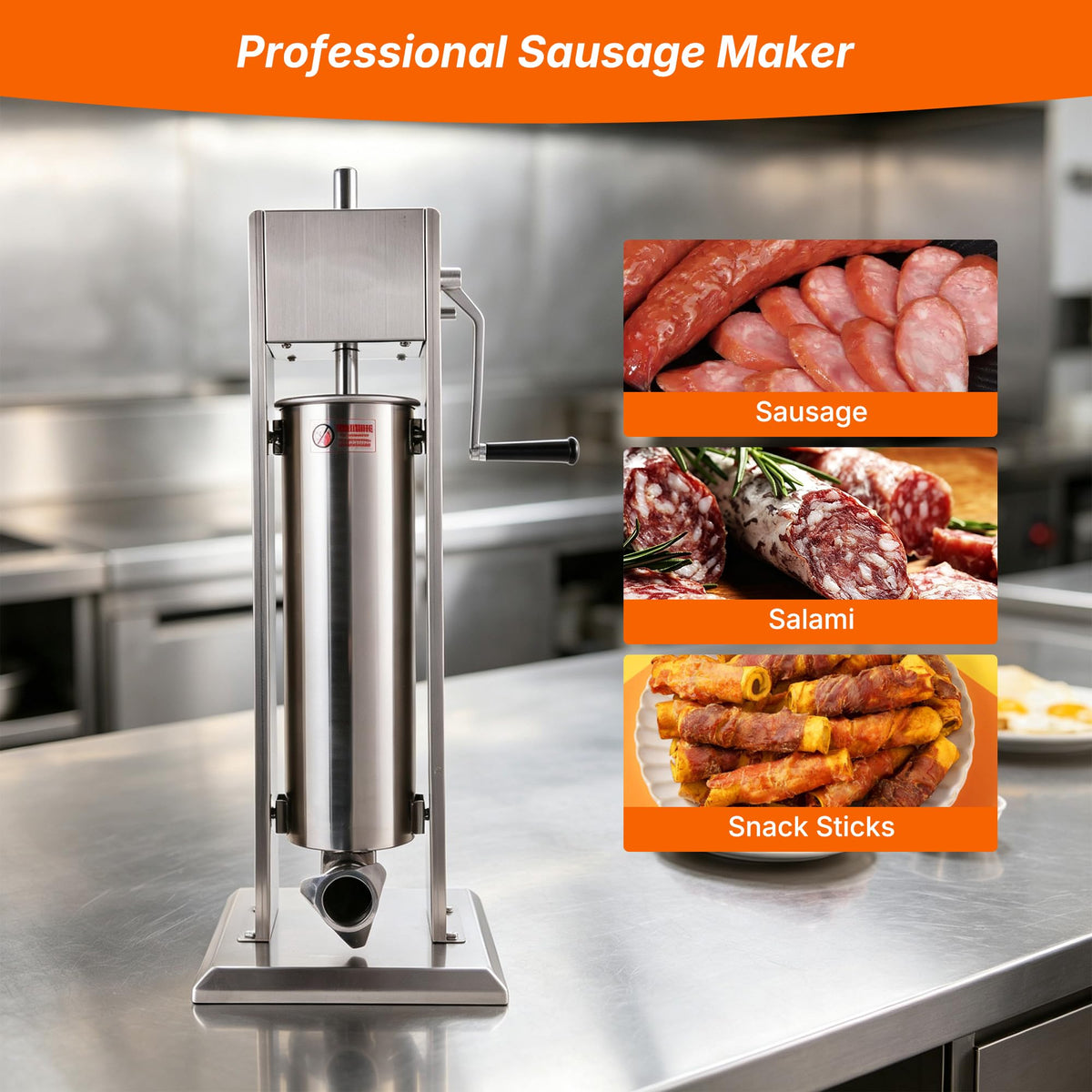 Stainless Steel Vertical Sausage Stuffer 15Lb E145