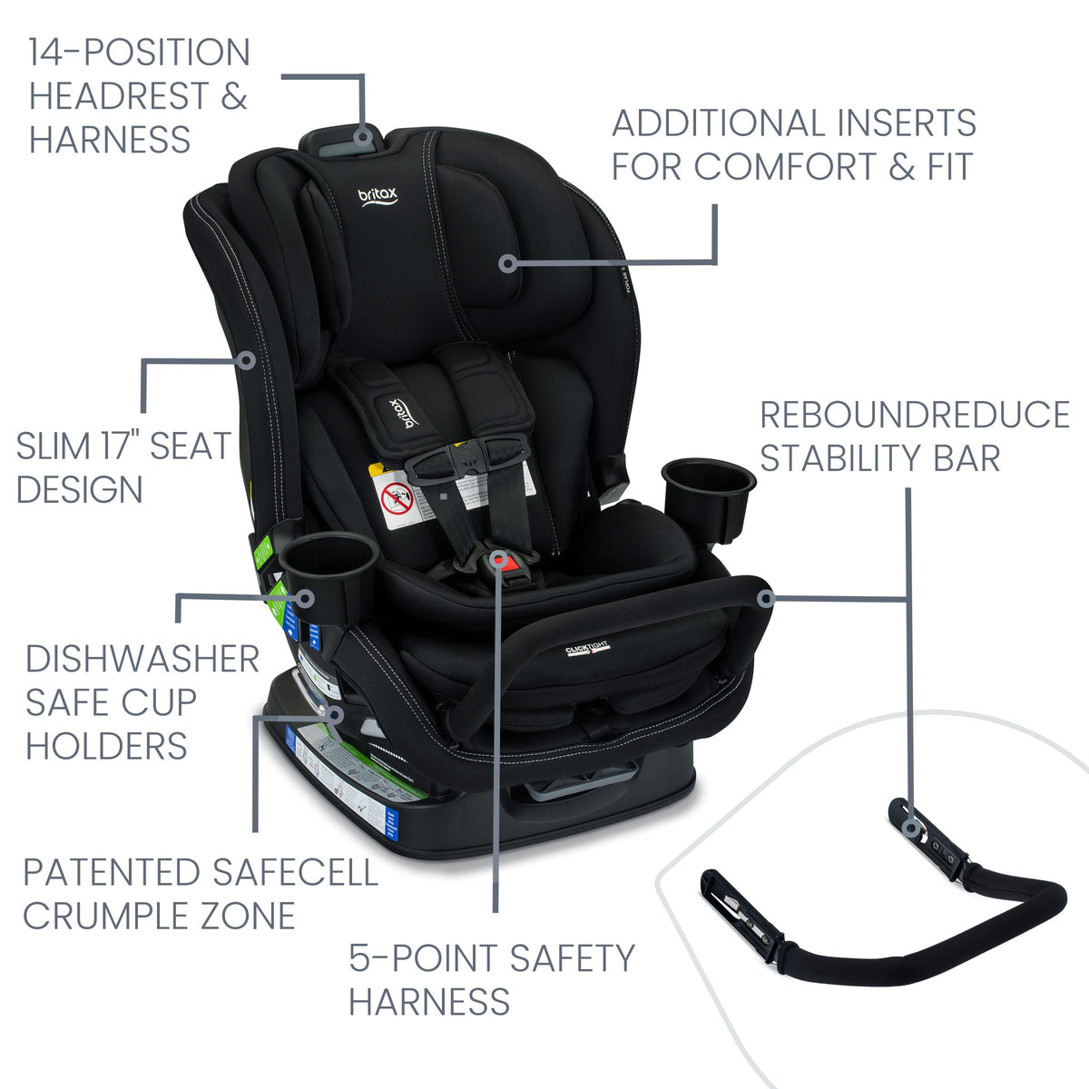 Convertible Car Seat with Slim 17-Inch Design I834