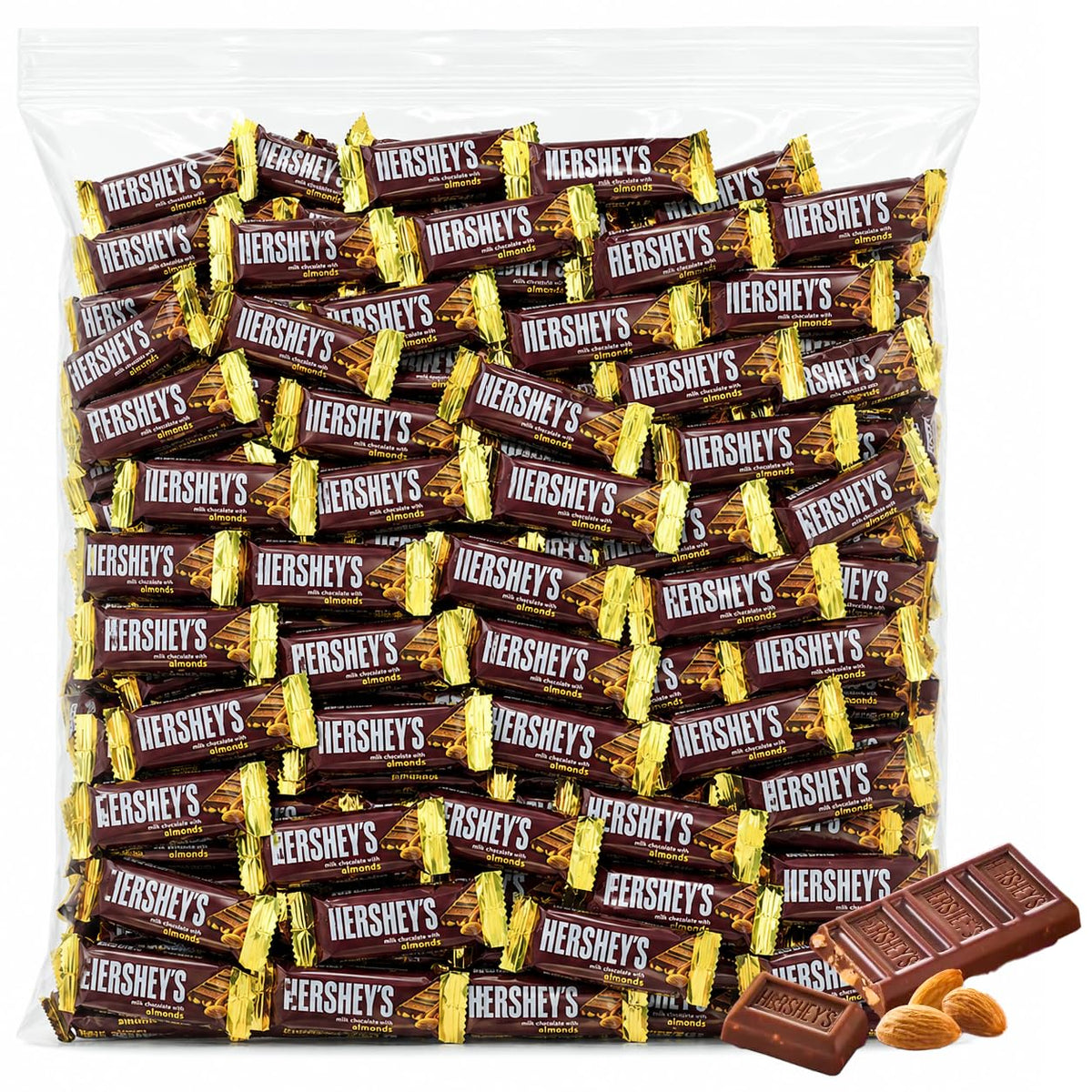 Milk Chocolate with Almonds Bars 50 Pieces Snack Size D971