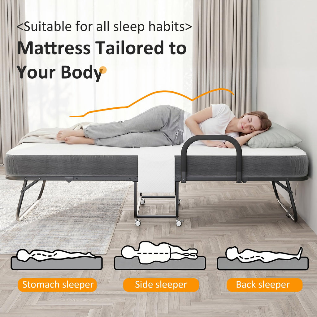 Twin Size Folding Bed with Memory Foam Mattress V742365