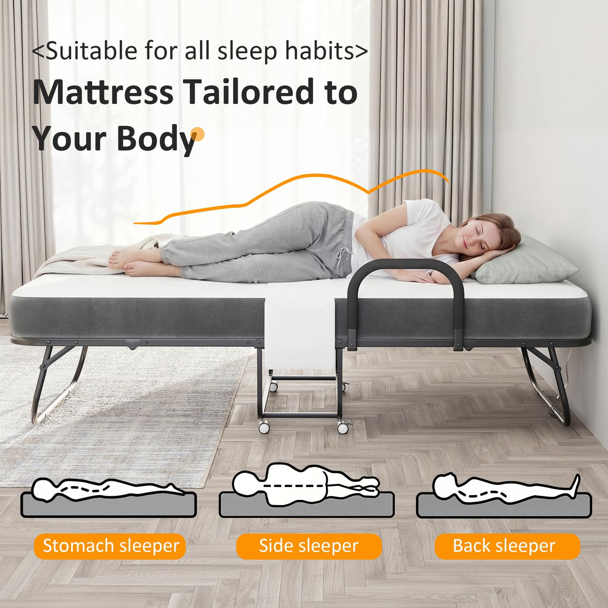 Twin Size Folding Bed with Memory Foam Mattress V742365