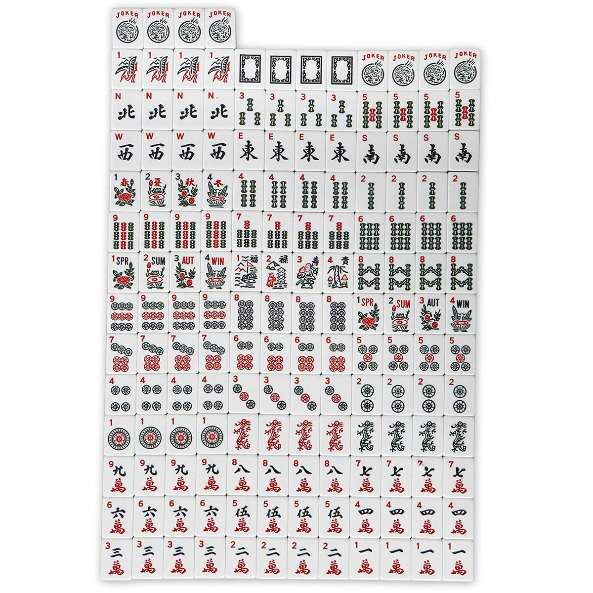 166 Tiles 4 Colors Mahjong Set with Soft Bag C7581