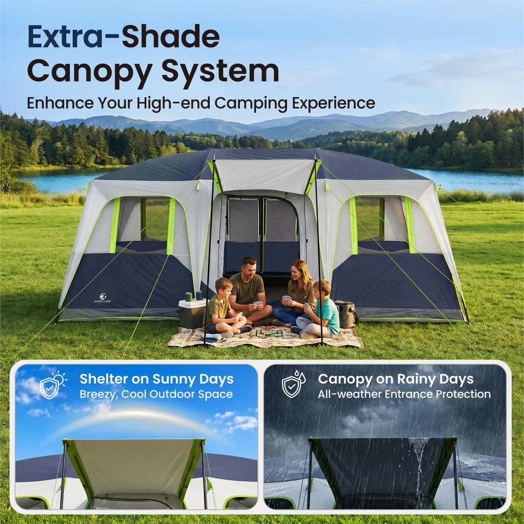12 Person Camping Tent with Shade Canopy H75726