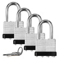 4 Pack Heavy Duty Laminated Padlocks with Same Key L845