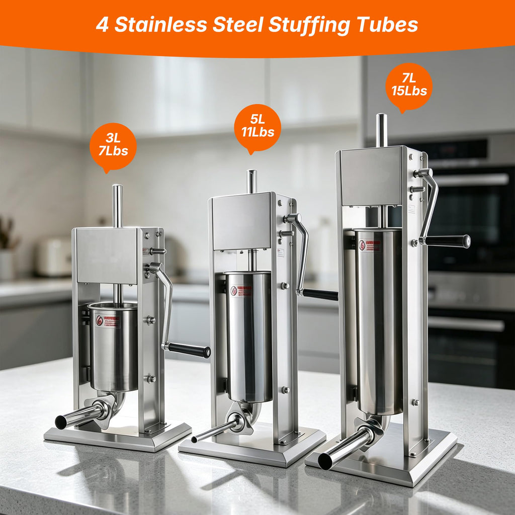Stainless Steel Vertical Sausage Stuffer 15Lb E145
