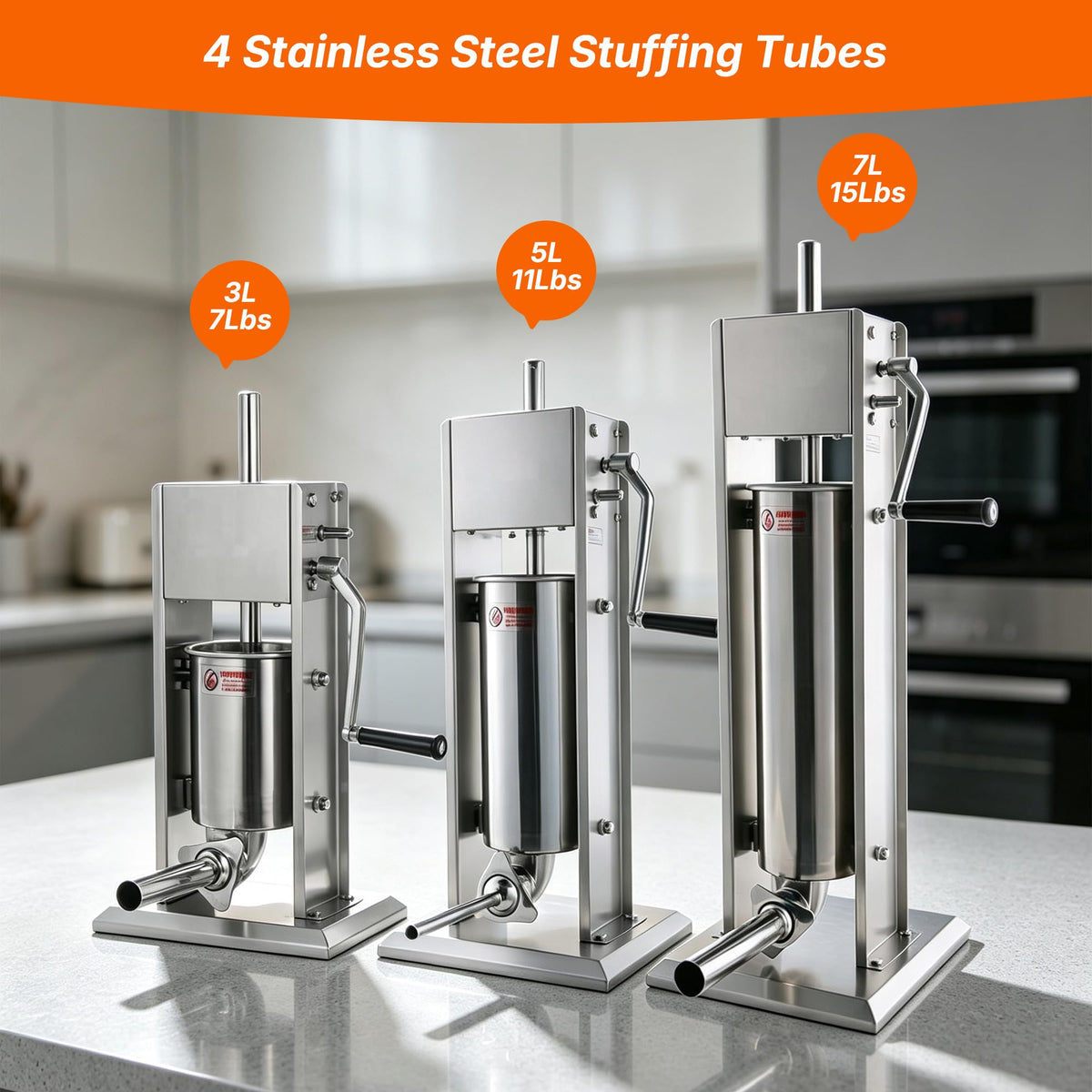 Stainless Steel Vertical Sausage Stuffer 15Lb E145