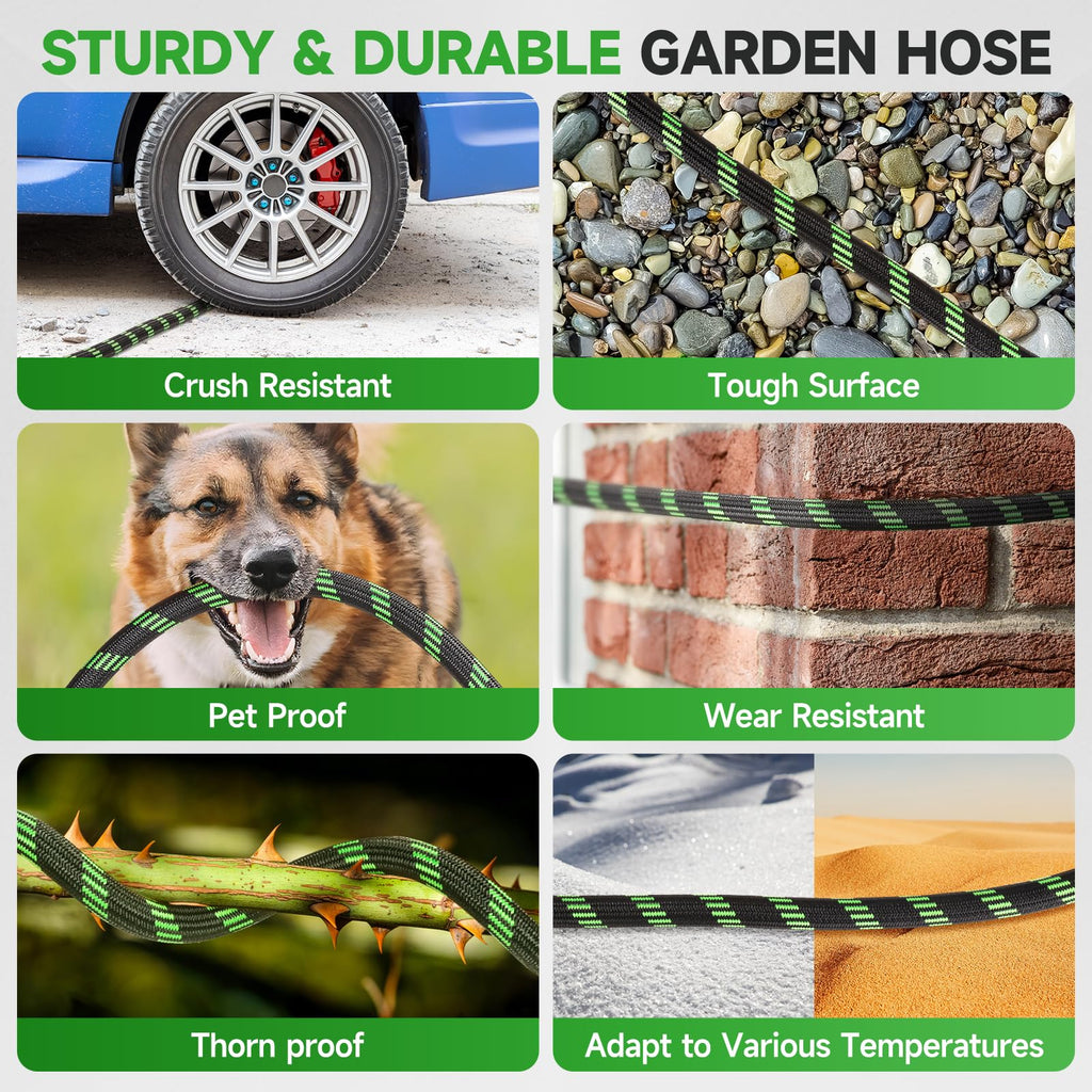 100ft Flexible Non-Expandable Garden Hose with 3/4" Brass Fittings U60388