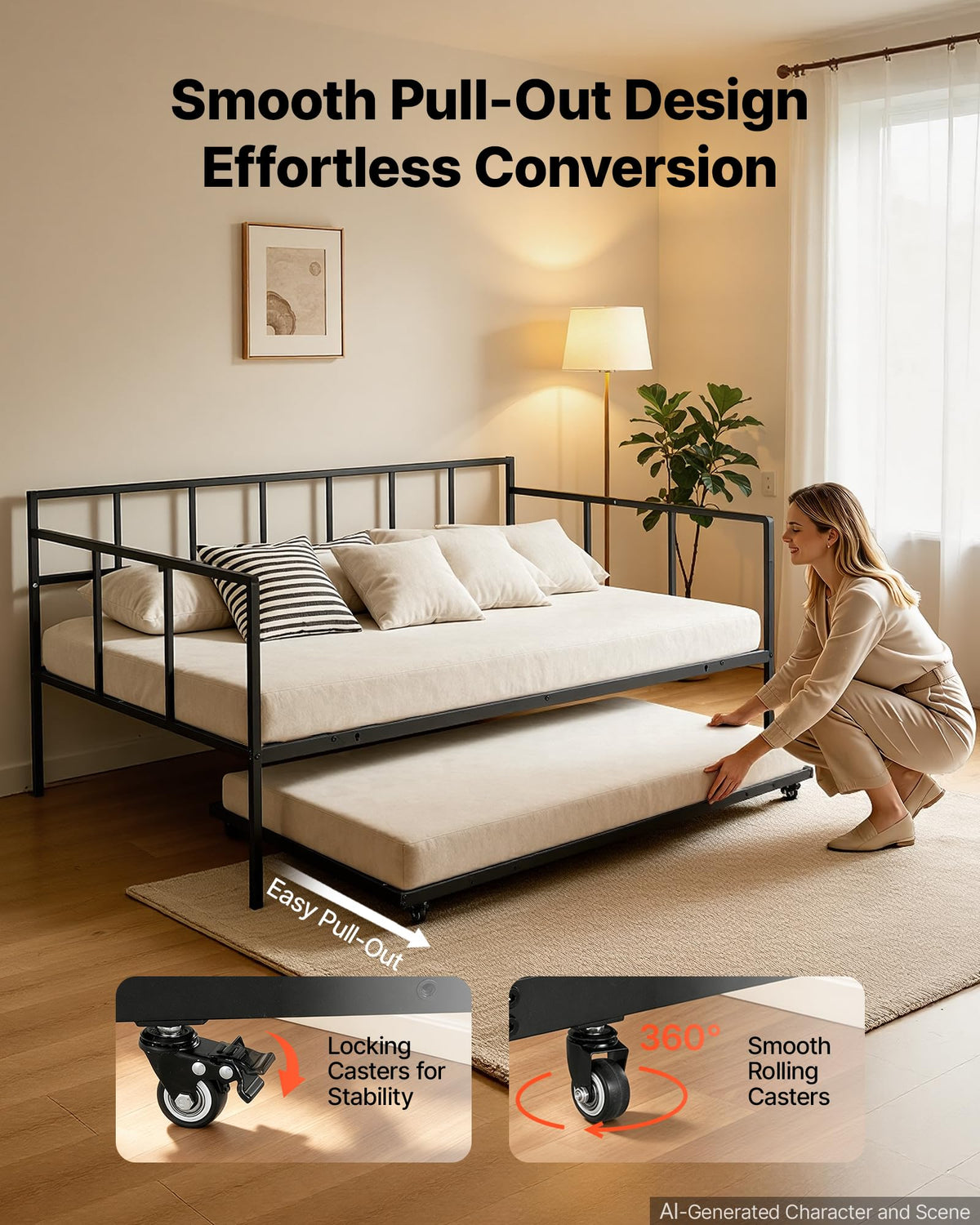 Full Size Daybed with Pop Up Trundle R953