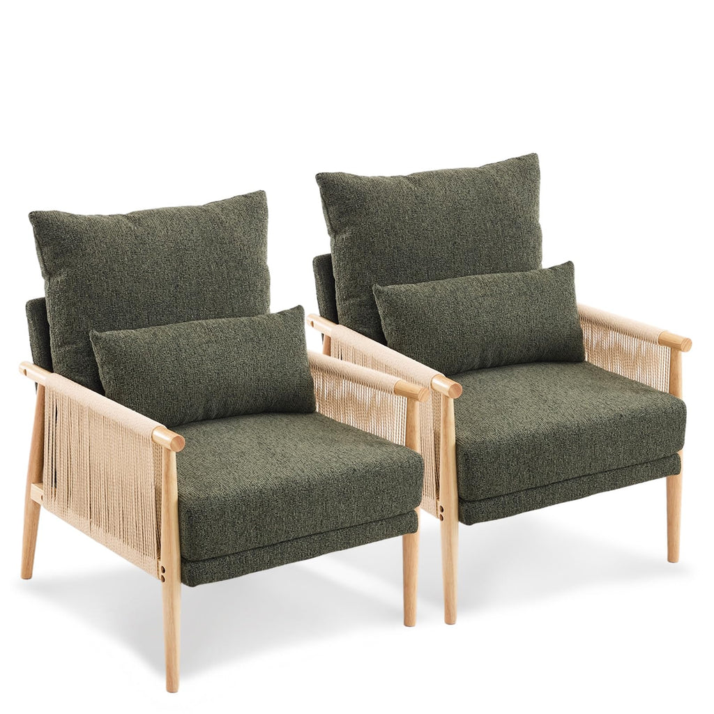 Dark Green Set of 2 Accent Armchairs with Waist Pillow X193668