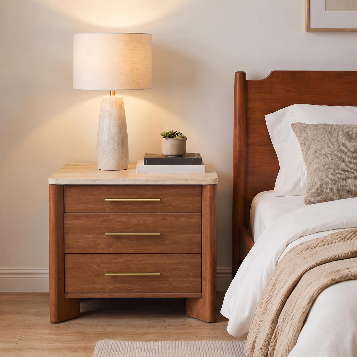 3 Drawer Marble Top Nightstand P366817