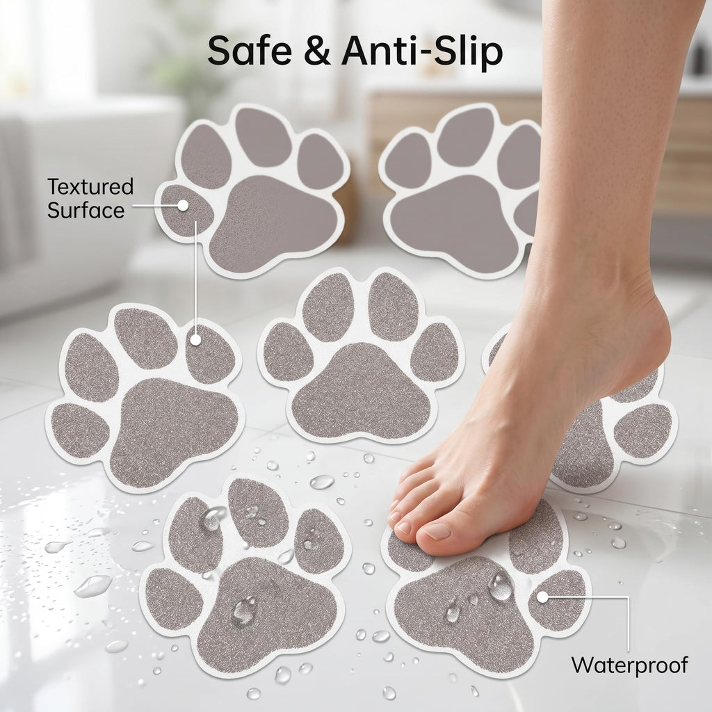 Grey Checkered Dog Paw Non Slip Stickers M26869