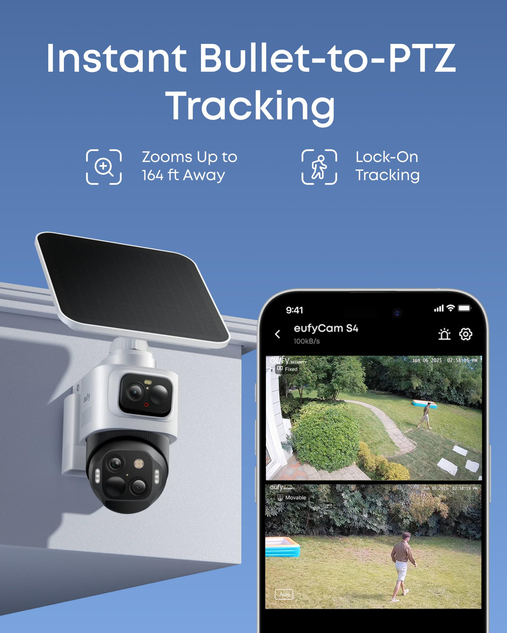 4K Solar 3-Lens PTZ Security Camera 4-Cam Kit C267