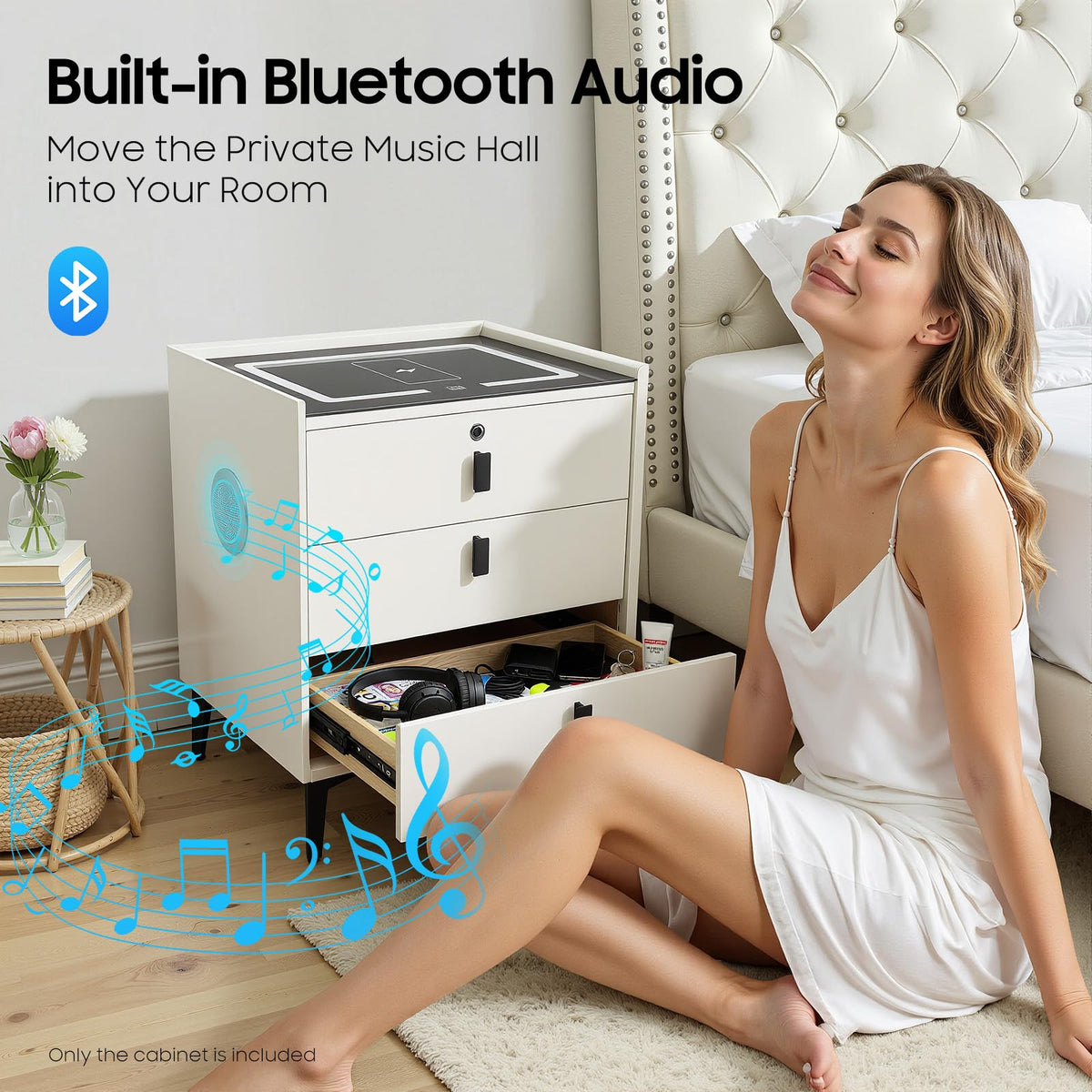LED Nightstand with Charging Station and Drawers G156360
