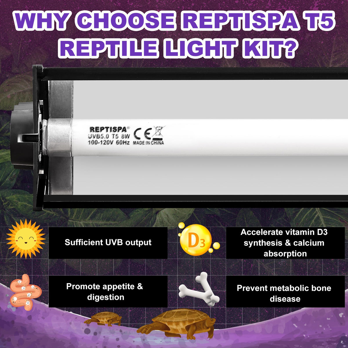 8W 10.0 UVB Reptile Light Fixture A910