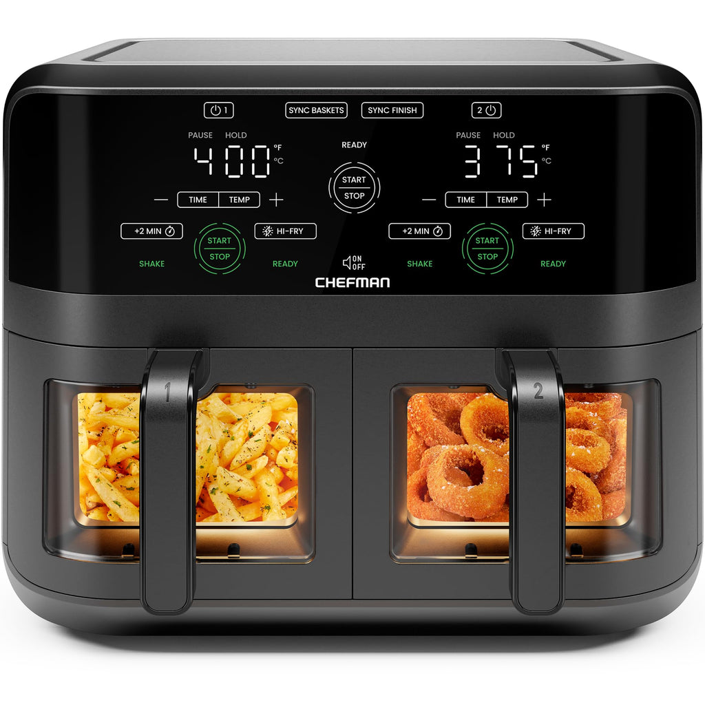 6 Quart Dual Basket Nonstick Air Fryer - Black S2136