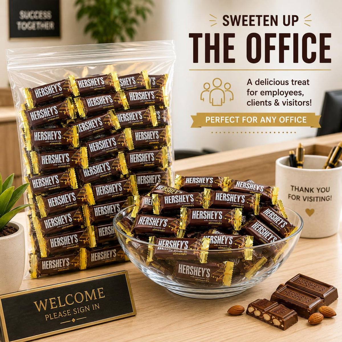 Milk Chocolate with Almonds Bars 50 Pieces Snack Size D971